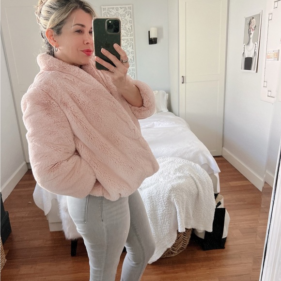 LITTLE A - Heart Embroidery Faux Trim Jacket - Pink